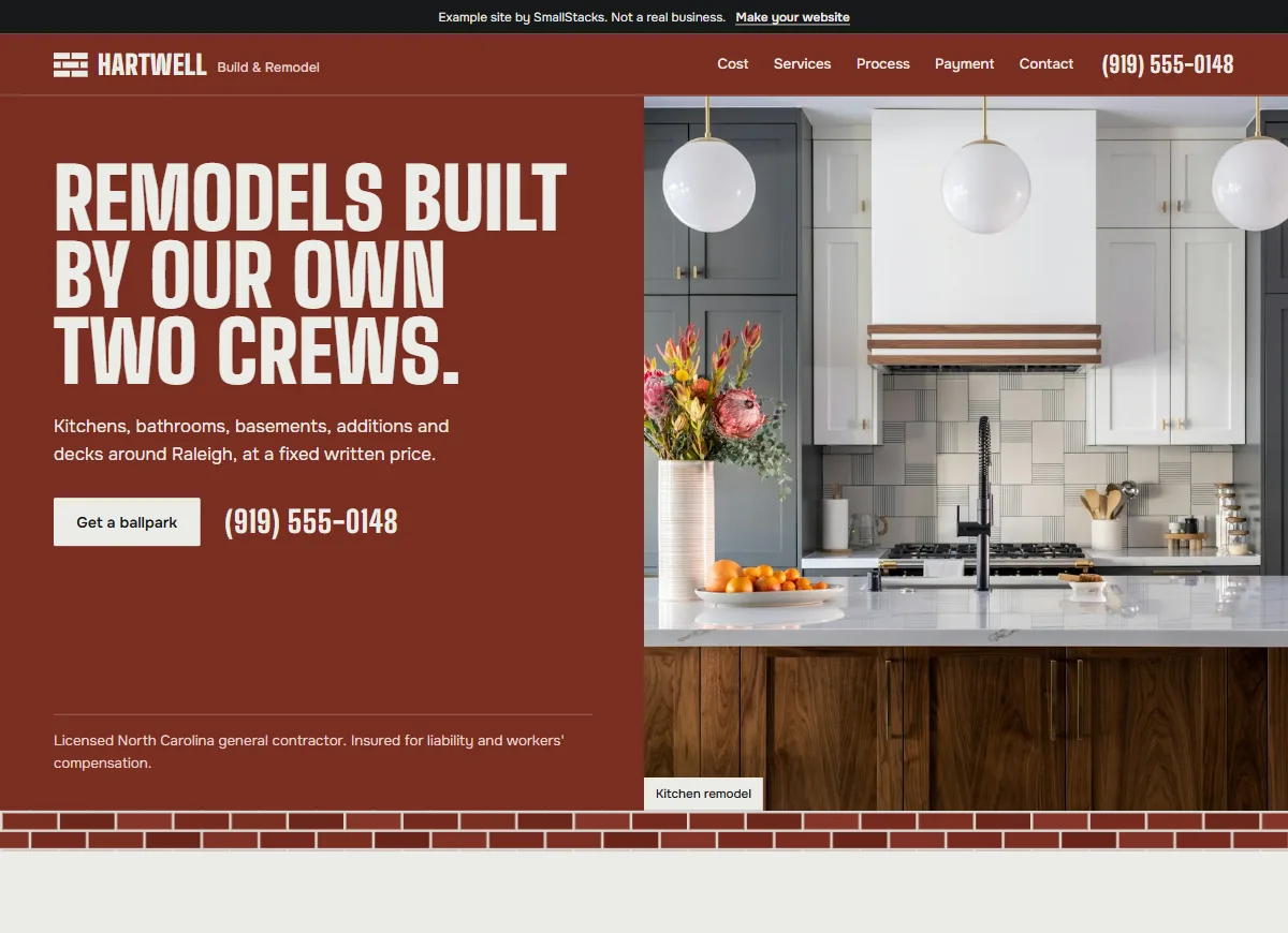 The Hartwell Build & Remodel example site