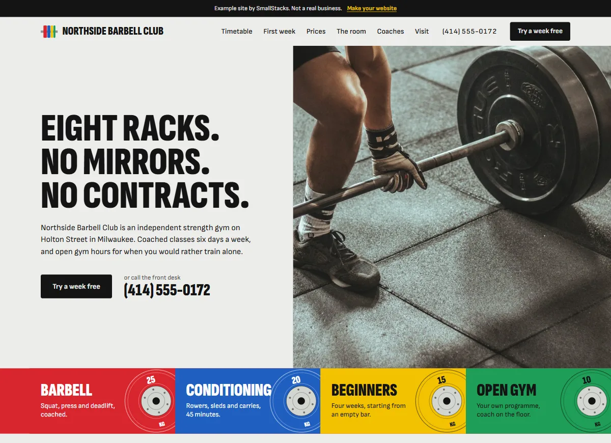 The Northside Barbell Club example site