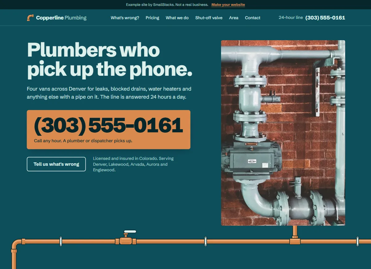 The Copperline Plumbing example site